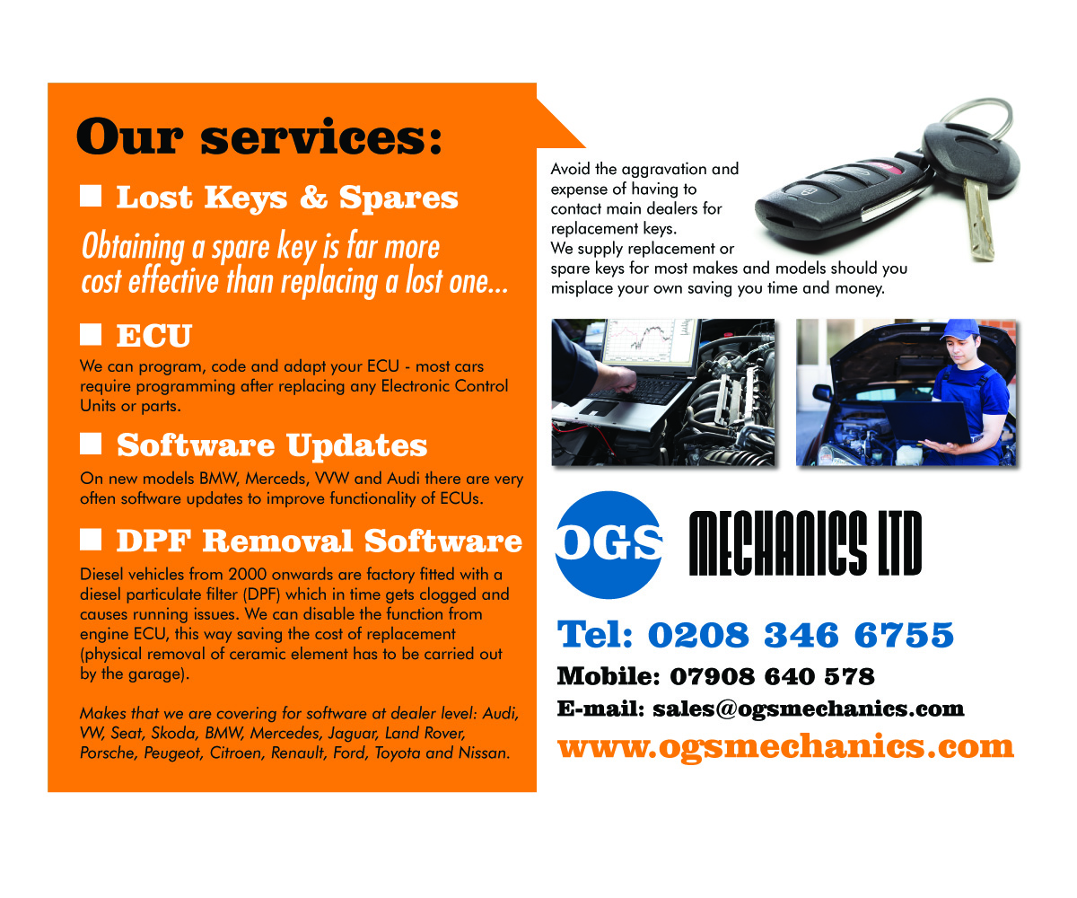 Flyer Design by Purple plasma for ogs mechanics ltd | Design #4716400