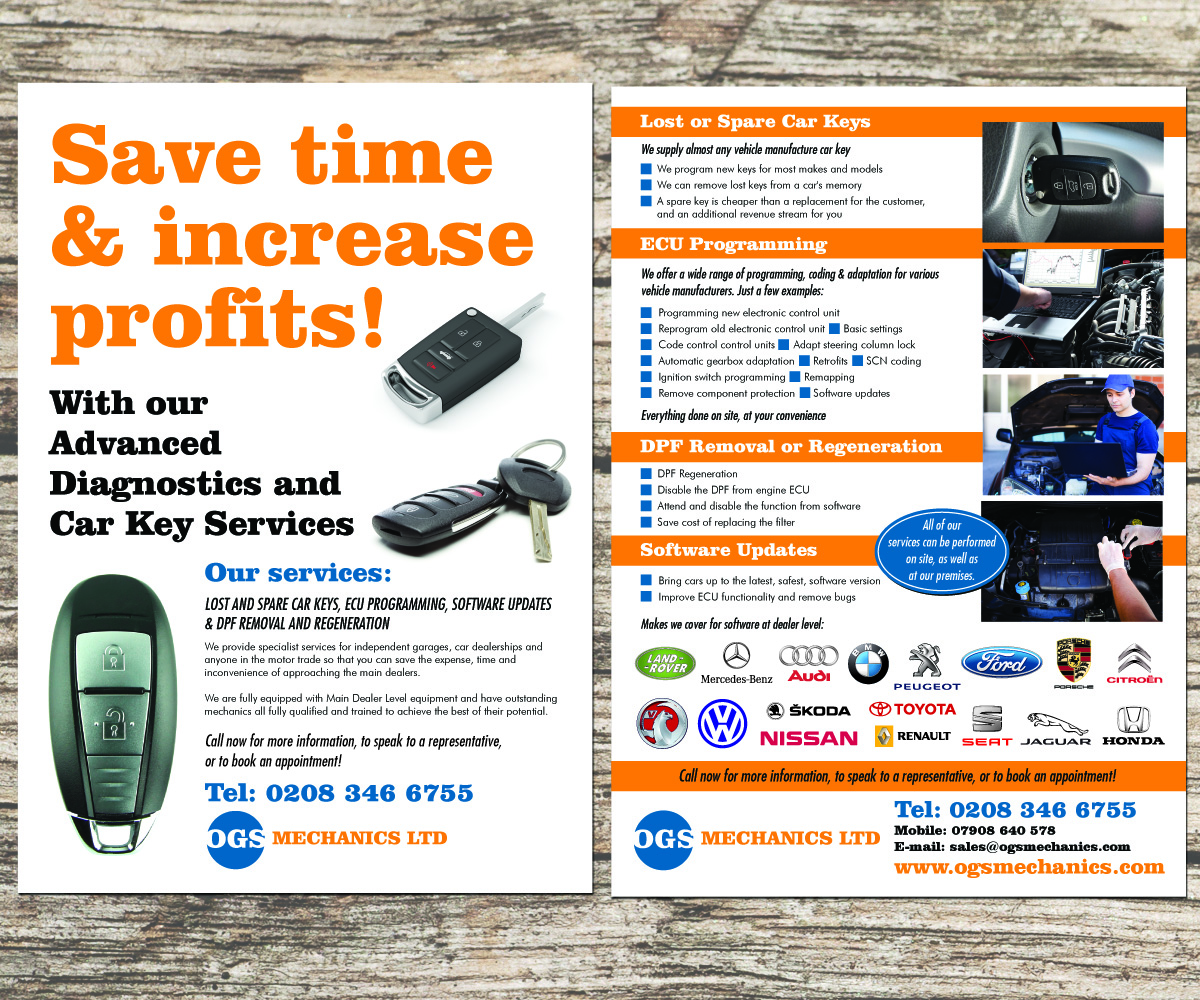 Flyer Design by Purple plasma for ogs mechanics ltd | Design #4729477