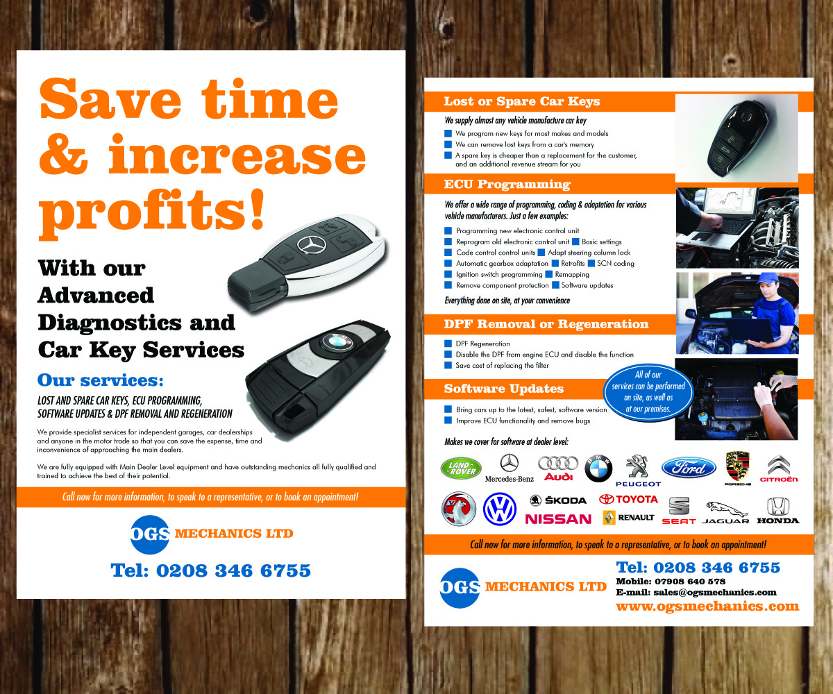 Flyer Design by Purple plasma for ogs mechanics ltd | Design #4731768