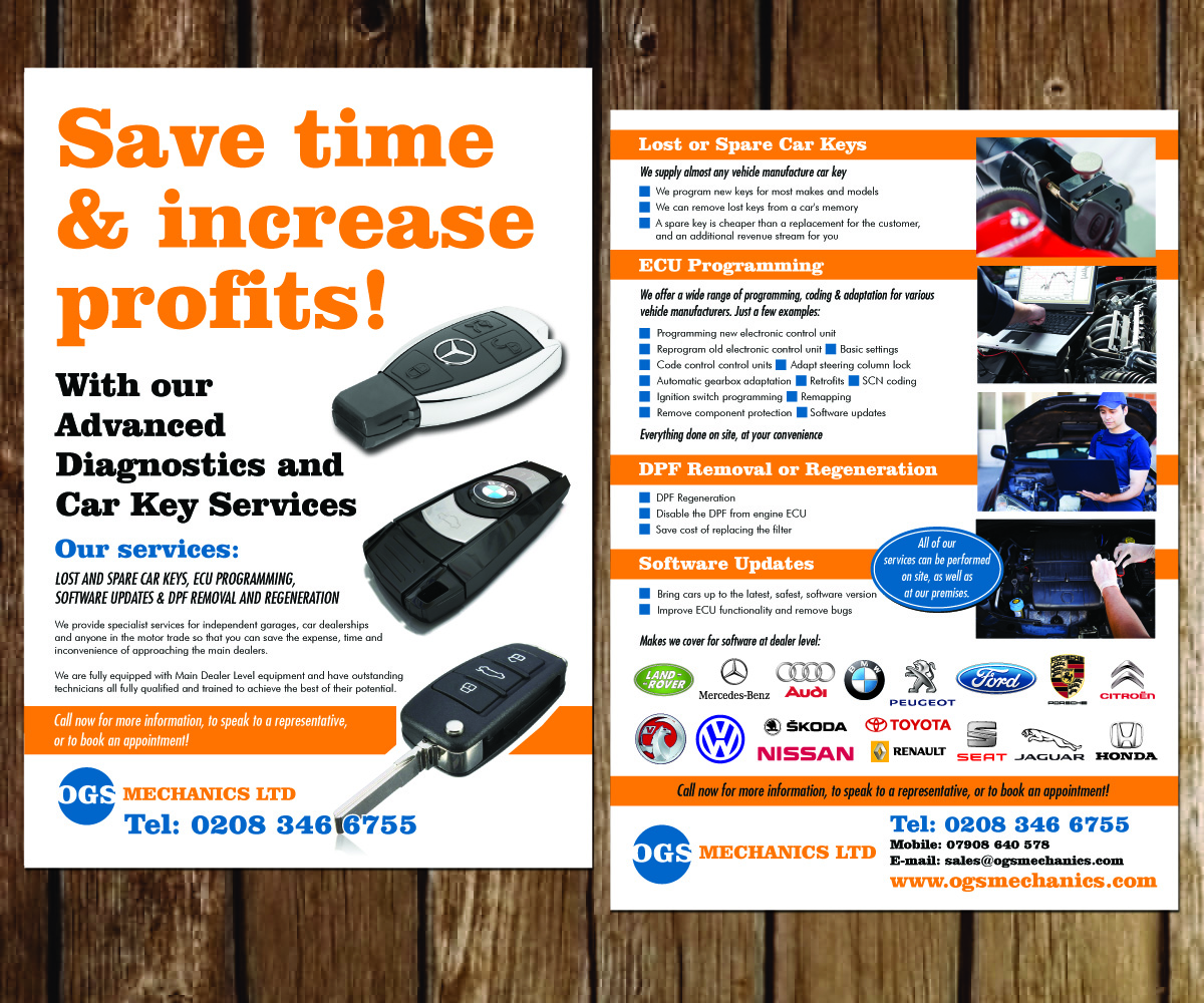 Flyer Design by Purple plasma for ogs mechanics ltd | Design #4733852