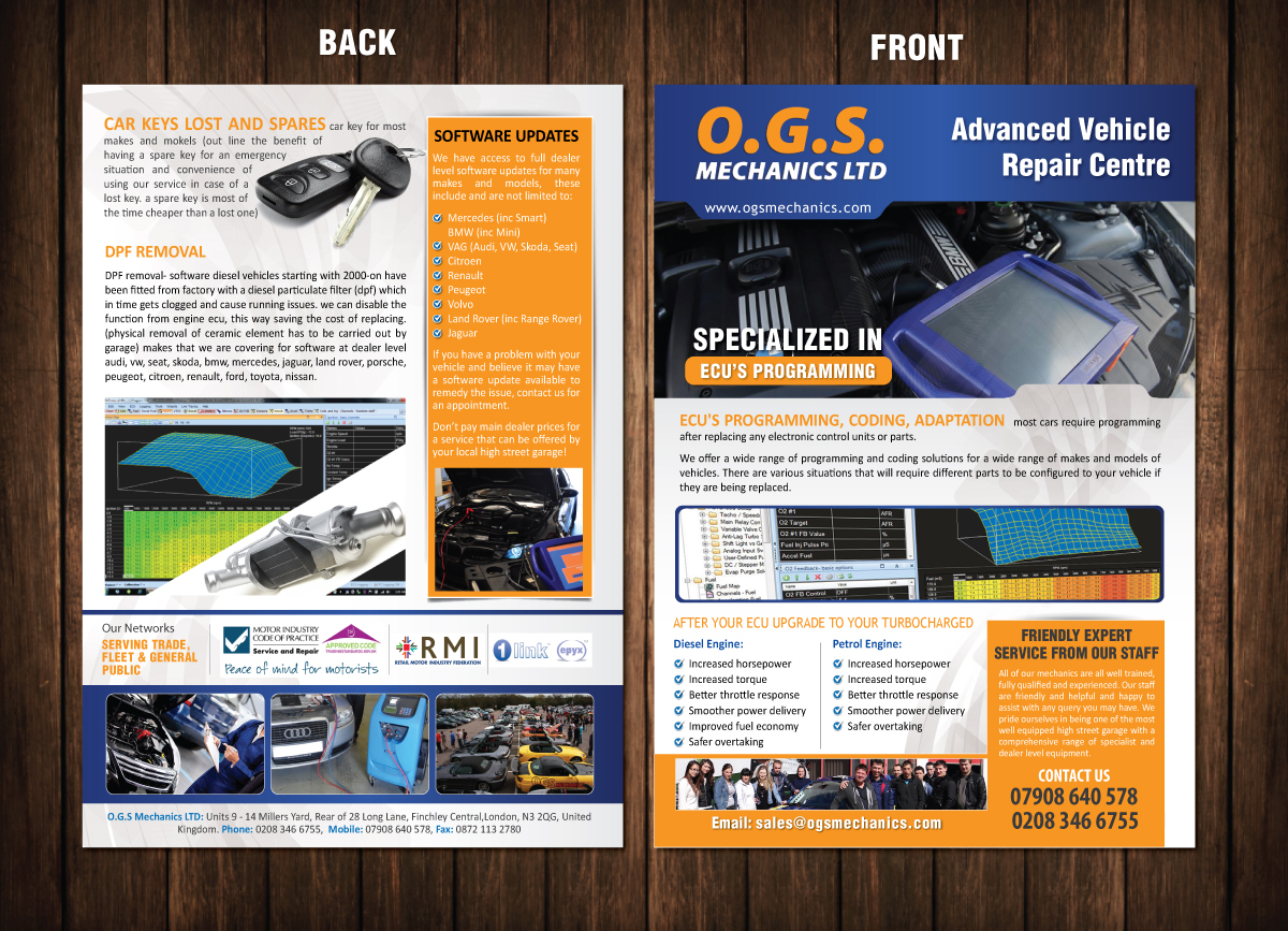 Flyer Design by meet007 for ogs mechanics ltd | Design #4644289