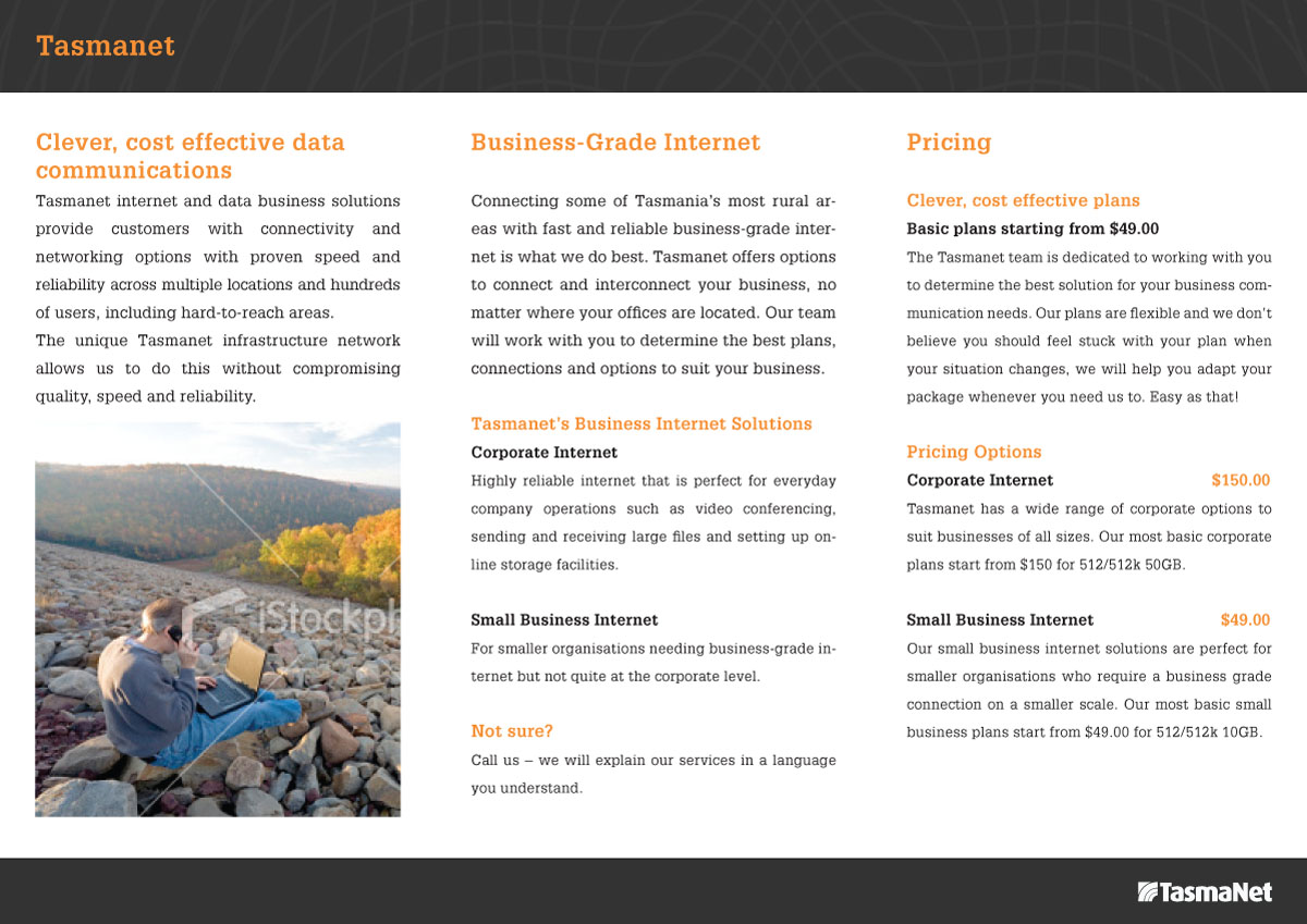 Brochure Design by Tony Walker Graphics Limited for TasmaNet | Design #223386
