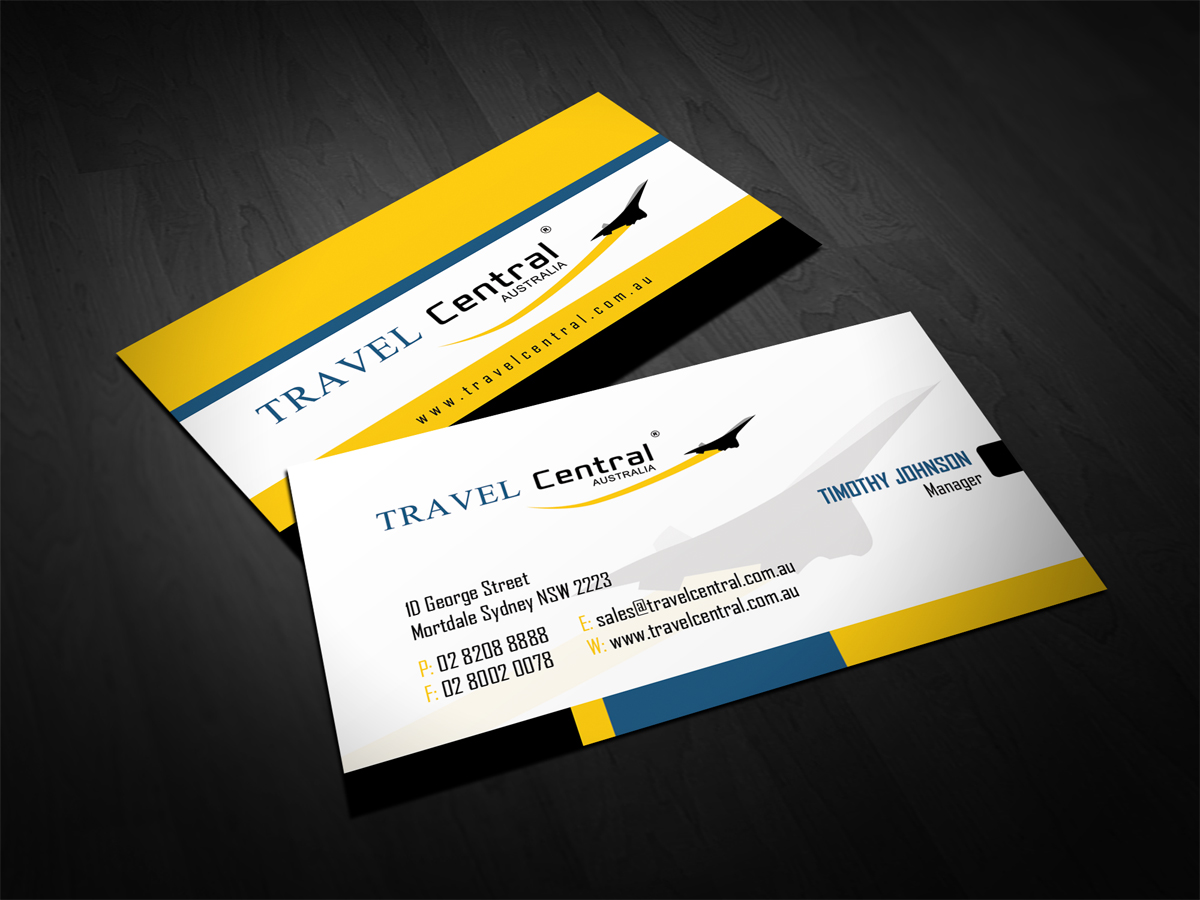 Business Card Design by diRtY.EMM for TRAVEL CENTRAL | Design #1316531