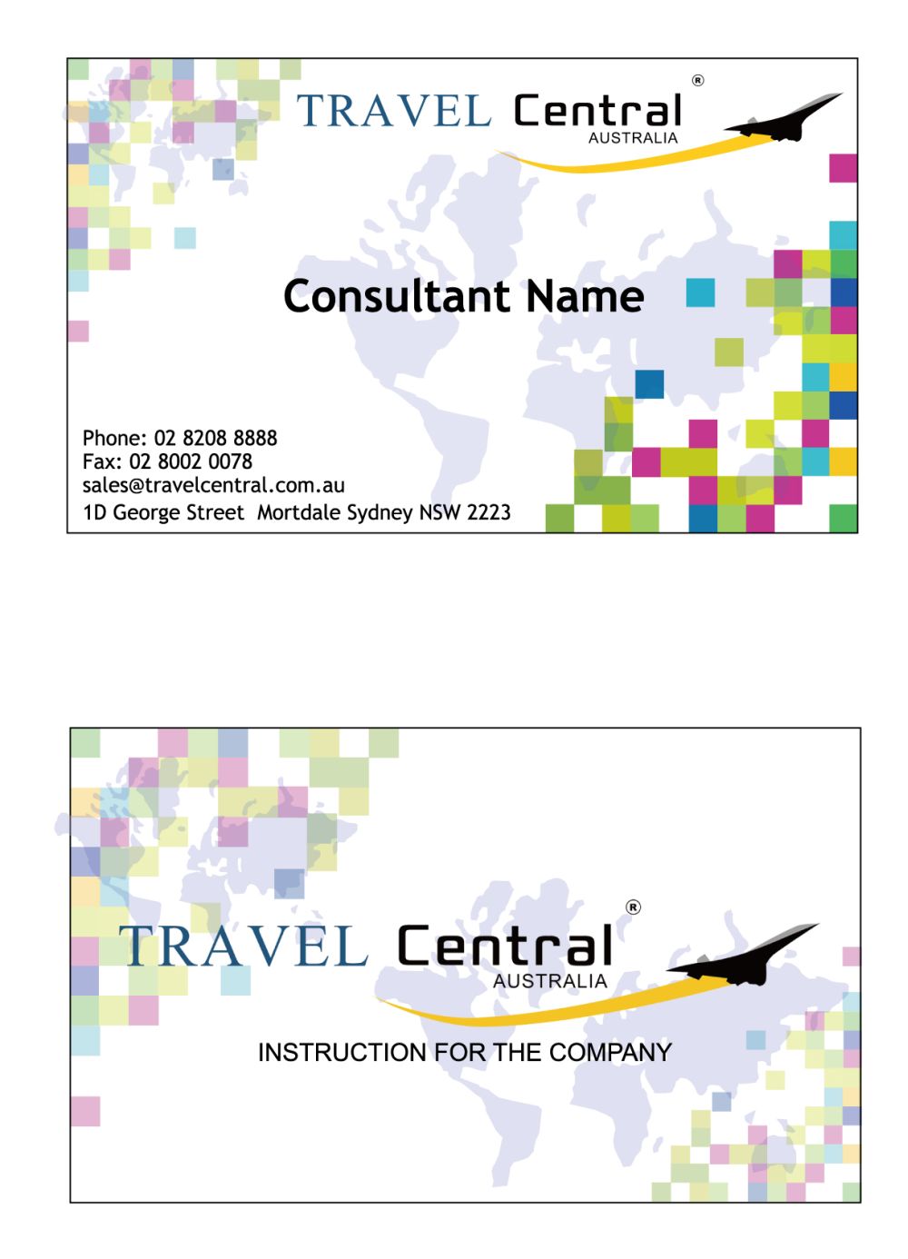 Diseño de Tarjeta de Presentación por J.C para TRAVEL CENTRAL | Diseño #1337247