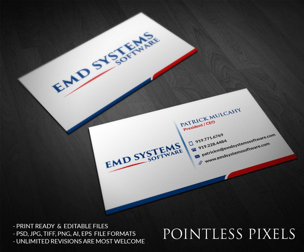 Business Card Design by Pointless Pixels India for EMD Systems Software | Design #4845169