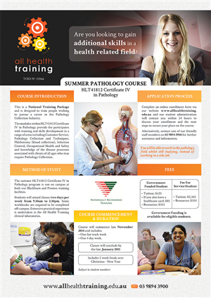 A4 Informational Flyer - Summer Pathology Course | Flyer Design by Karen Gameiro