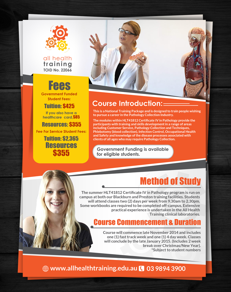 Flyer Design by ESolz Technologies for All Health Training | Design #4653625
