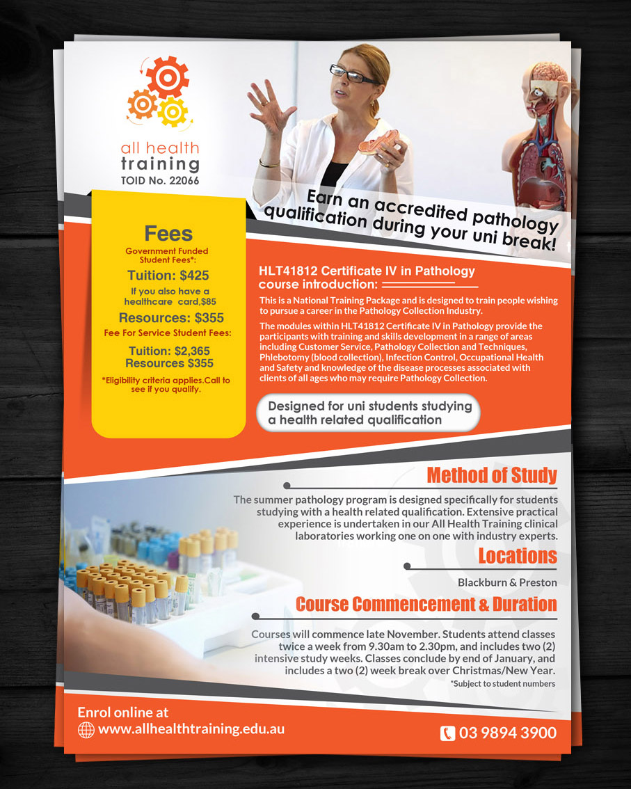 Flyer Design by ESolz Technologies for All Health Training | Design #4681800