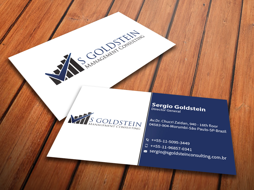 Design de Carte de Visite par MediaProductionArt pour S GOLDSTEIN CONSULTING | Design : #4753322