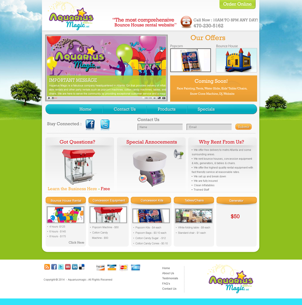Web Design by saroshdurrani for Aquarius Magic, LLC | Design #4673643