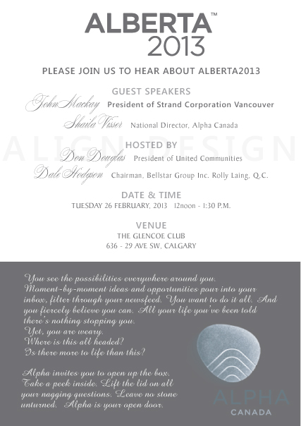 Invitation Design by AlignDesign for Alpha Ministries Canada | Design #1361584