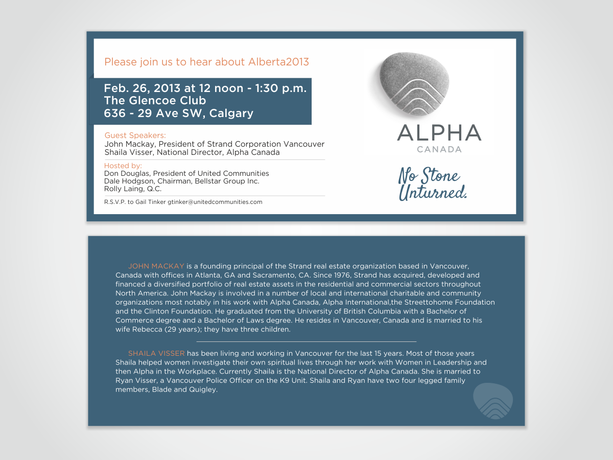 Invitation Design by HYPdesign for Alpha Ministries Canada | Design #1332192