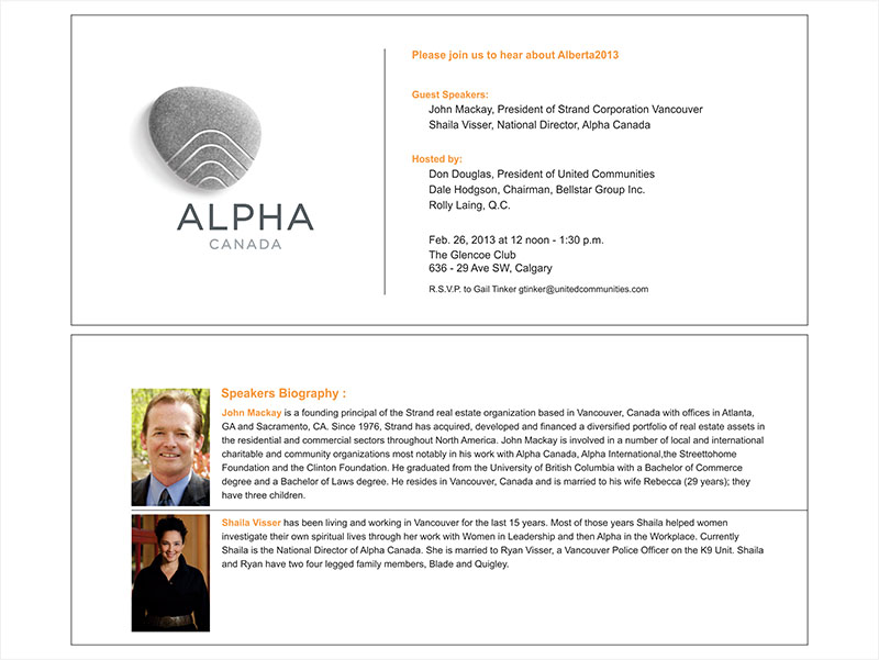 Invitation Design by Willman for Alpha Ministries Canada | Design #1341964