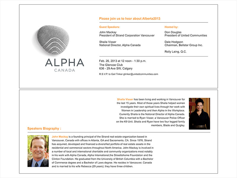 Design Invitation par Willman pour Alpha Ministries Canada | Design #1341966