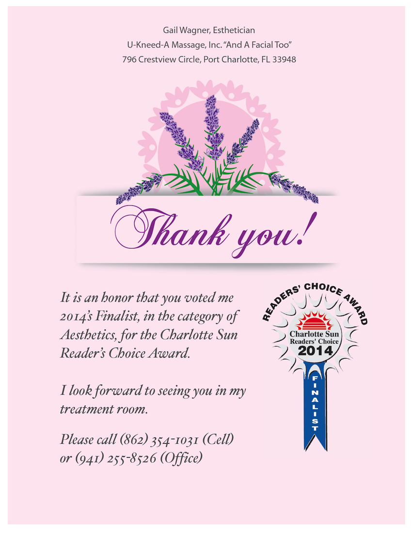 Postcard Design by Chandra for Gail''s SkinCare Oasis | Design #4686699