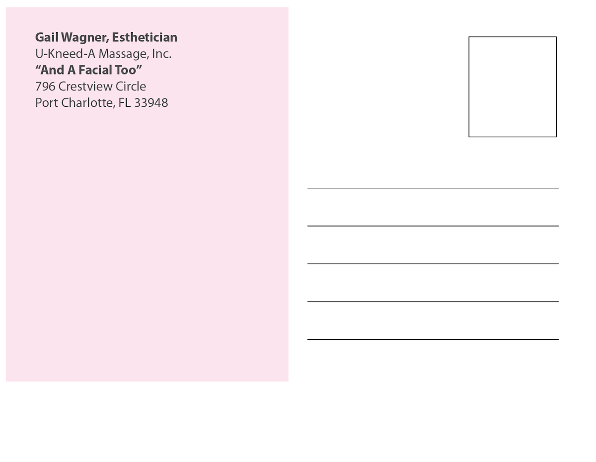 Postcard Design by Chandra for Gail''s SkinCare Oasis | Design #4689109