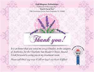 Diseño de Postal por Chandra para Gail''s SkinCare Oasis | Diseño: #4701295