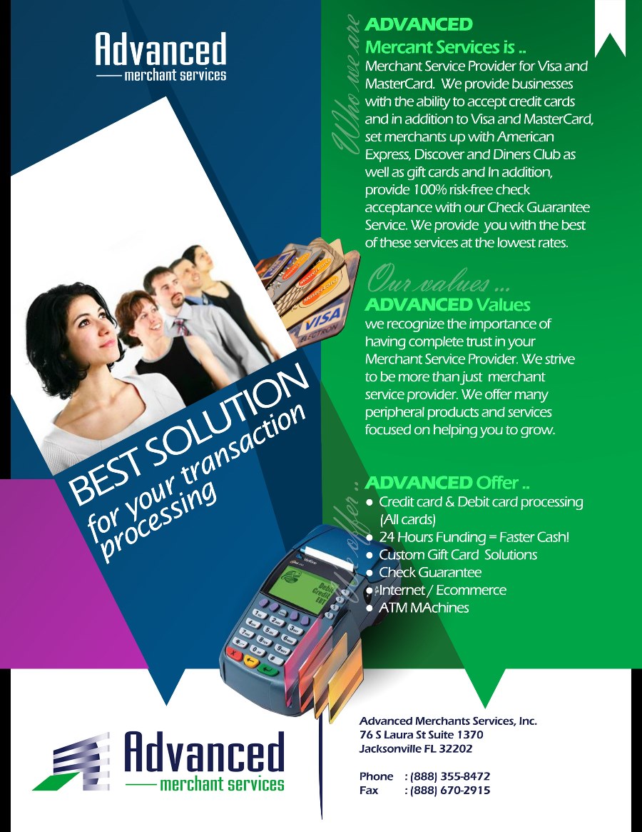 elegant playful flyer design for advanced merchant services by merchant account flyer