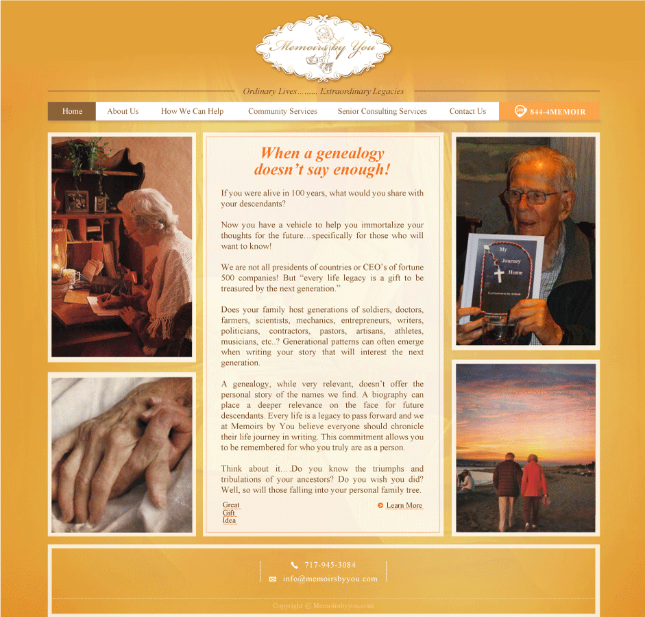 Web-Design von TALIA für Memoirs by You | Design #4691902