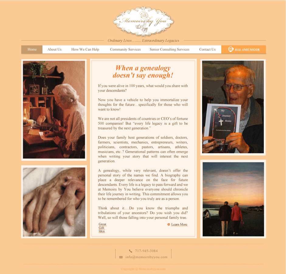 Web-Design von TALIA für Memoirs by You | Design #4693818