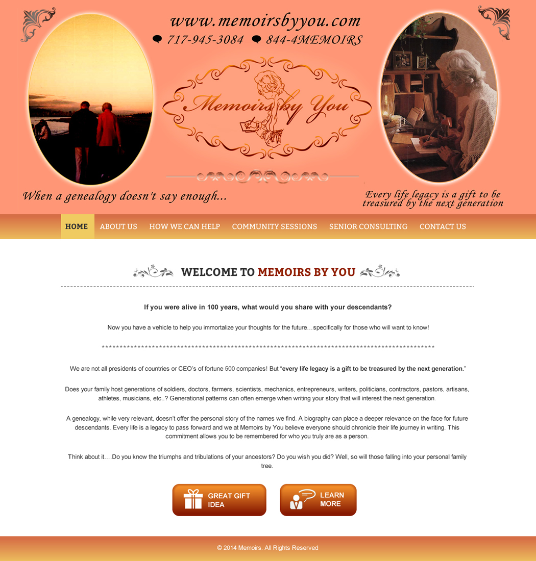 Web-Design von Honneyjs für Memoirs by You | Design #4700432