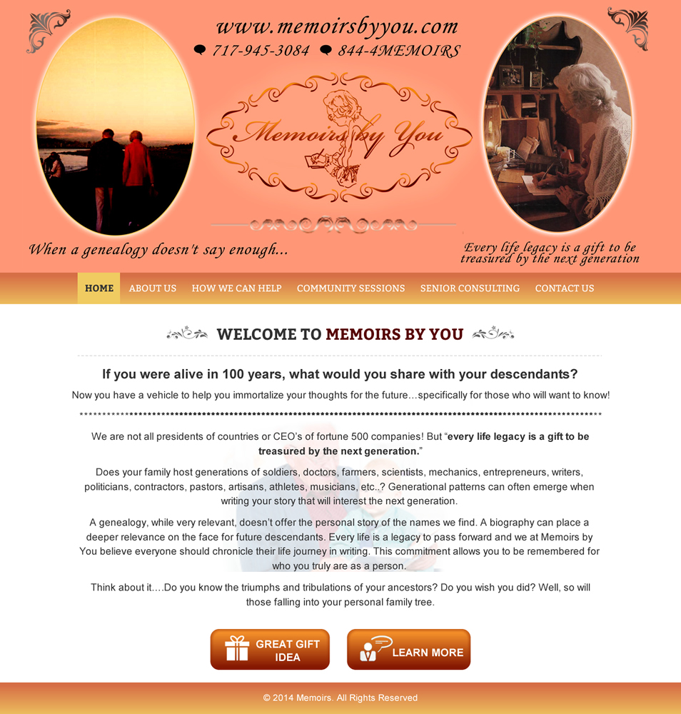 Web-Design von Honneyjs für Memoirs by You | Design #4702966