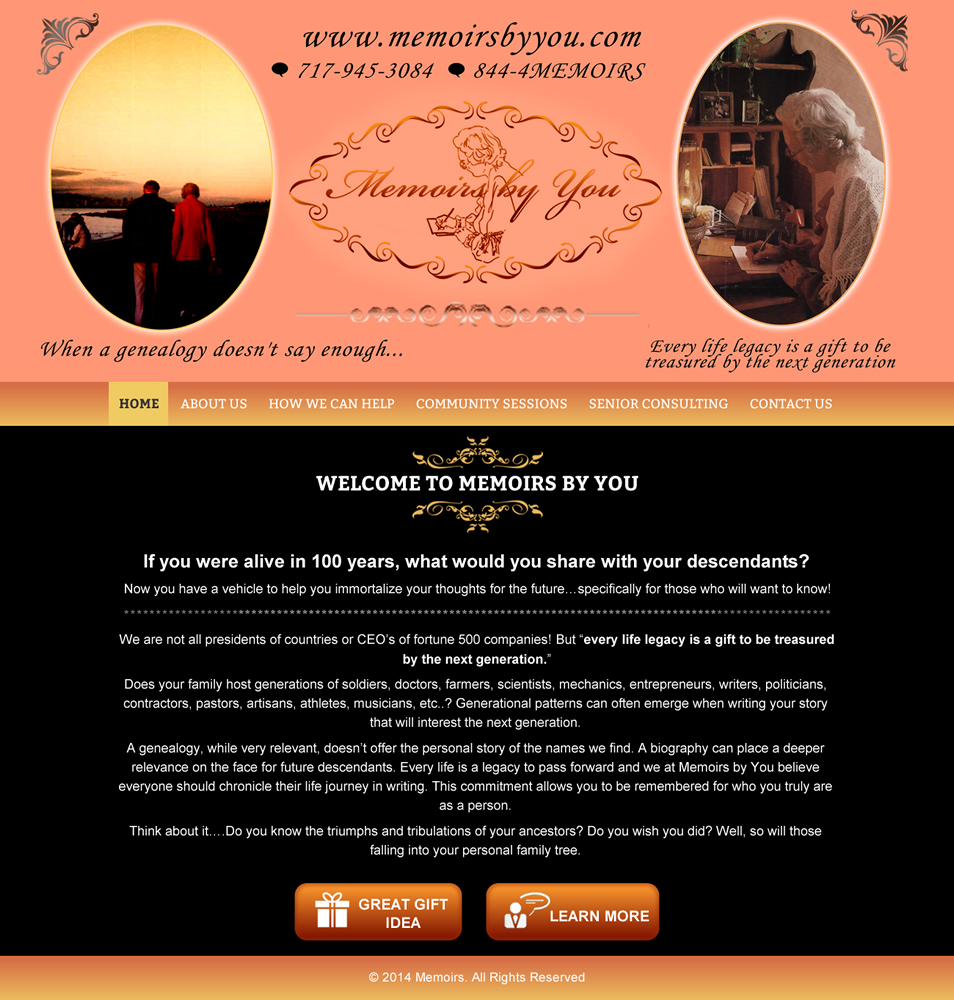 Web-Design von Honneyjs für Memoirs by You | Design #4702979