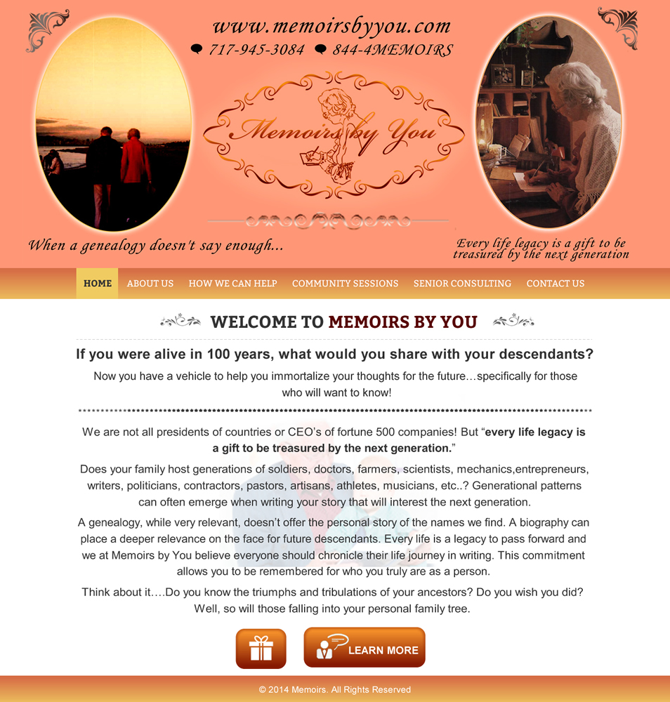 Web-Design von Honneyjs für Memoirs by You | Design #4712707