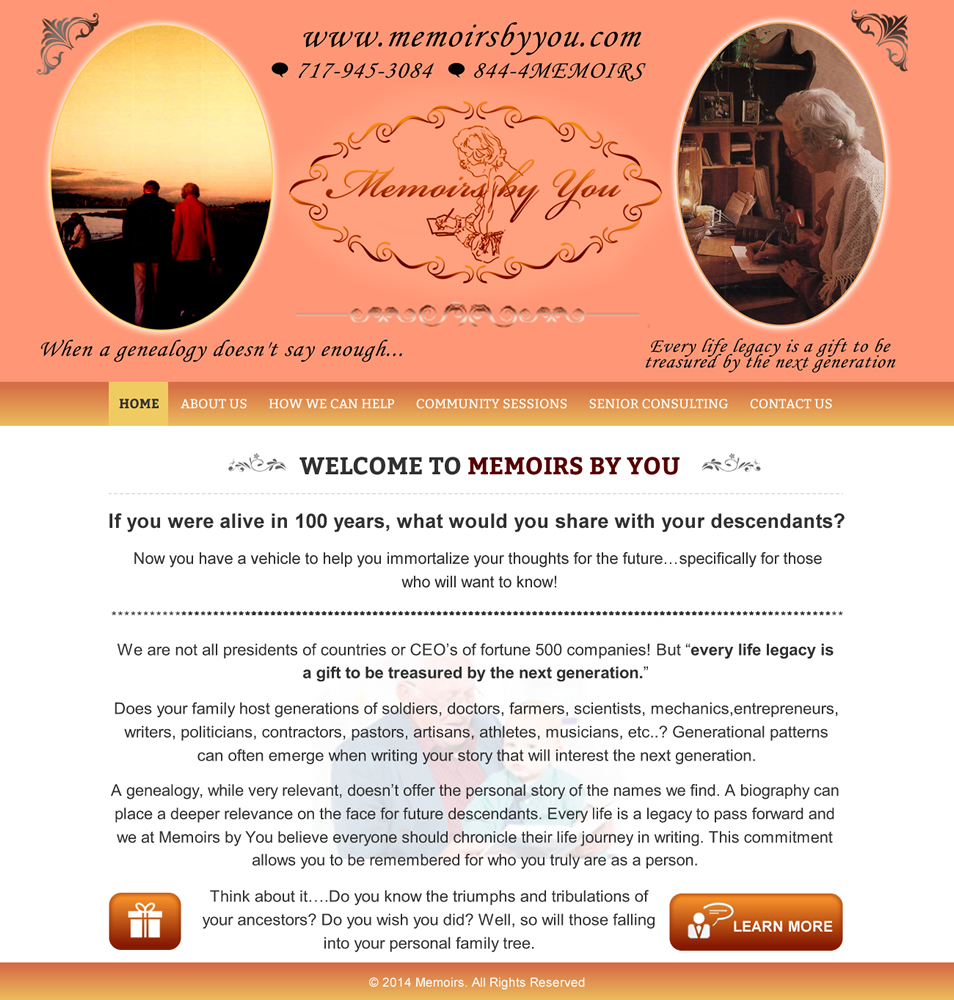 Web-Design von Honneyjs für Memoirs by You | Design #4712722