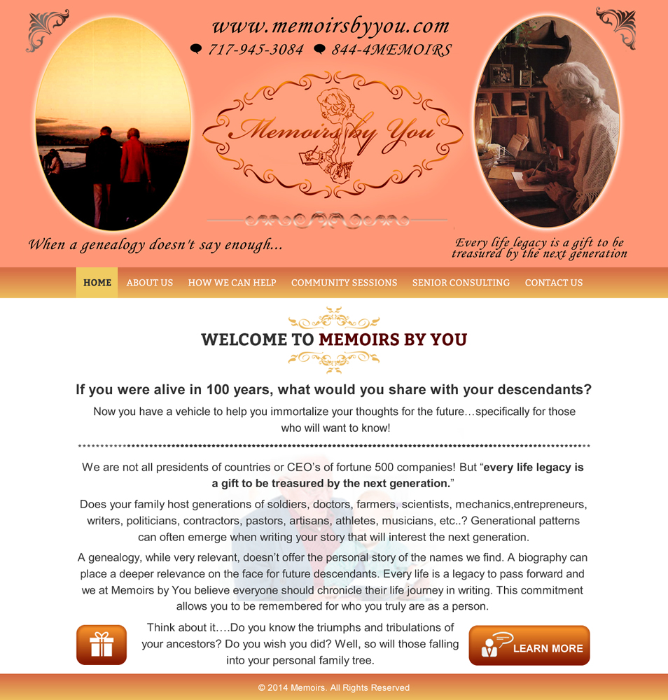 Web-Design von Honneyjs für Memoirs by You | Design #4712734