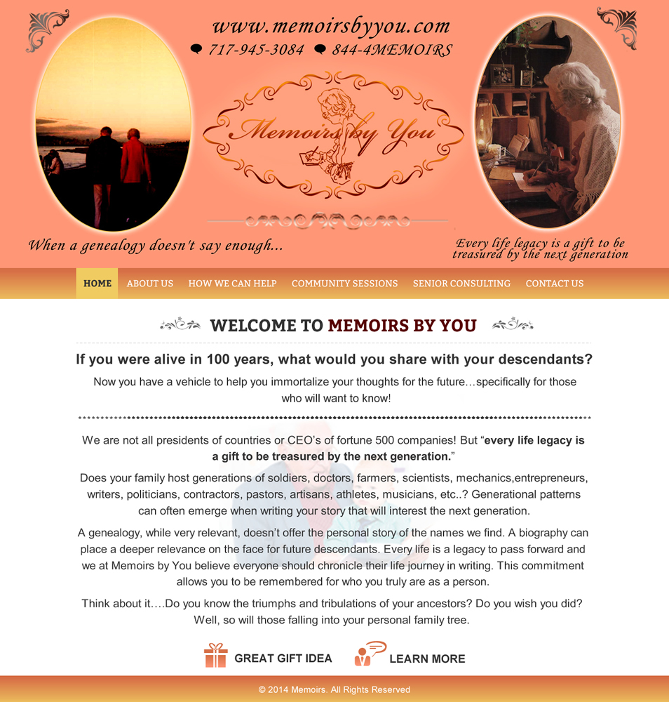 Web-Design von Honneyjs für Memoirs by You | Design #4712742