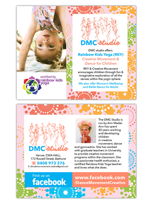 Dance Movement Creative & Rainbow Kids Yoga Postcard Design 