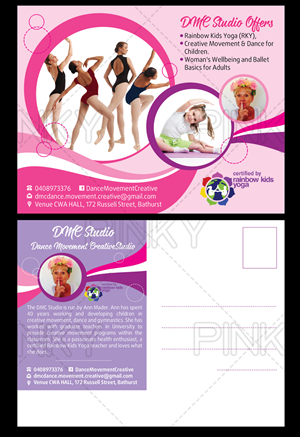 Dance Movement Creative & Rainbow Kids Yoga Postcard Design  | Diseño de Postal por Pinky 
