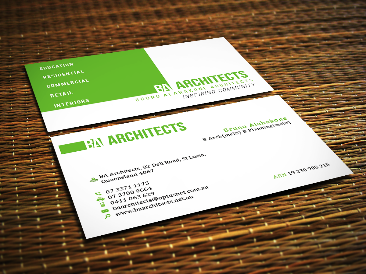 Diseño de Tarjeta de Presentación por Sajin para BA Architects | Diseño #4750379