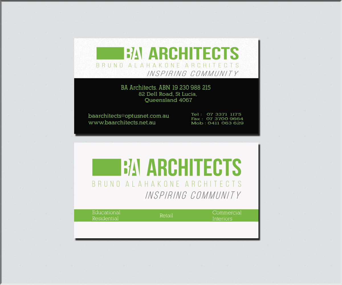 Diseño de Tarjeta de Presentación por JK18 para BA Architects | Diseño #4755680