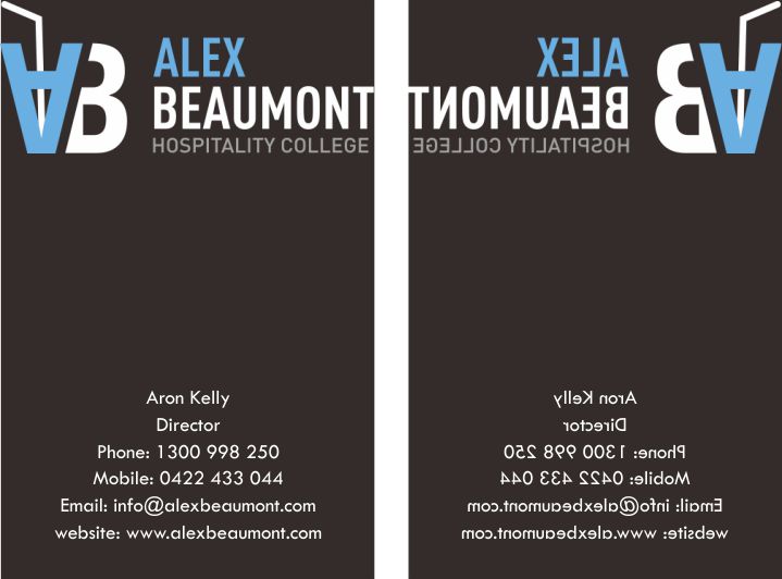 Business Card Design by hasti ismalia for Alex Beaumont Hospitality College | Design #1337631