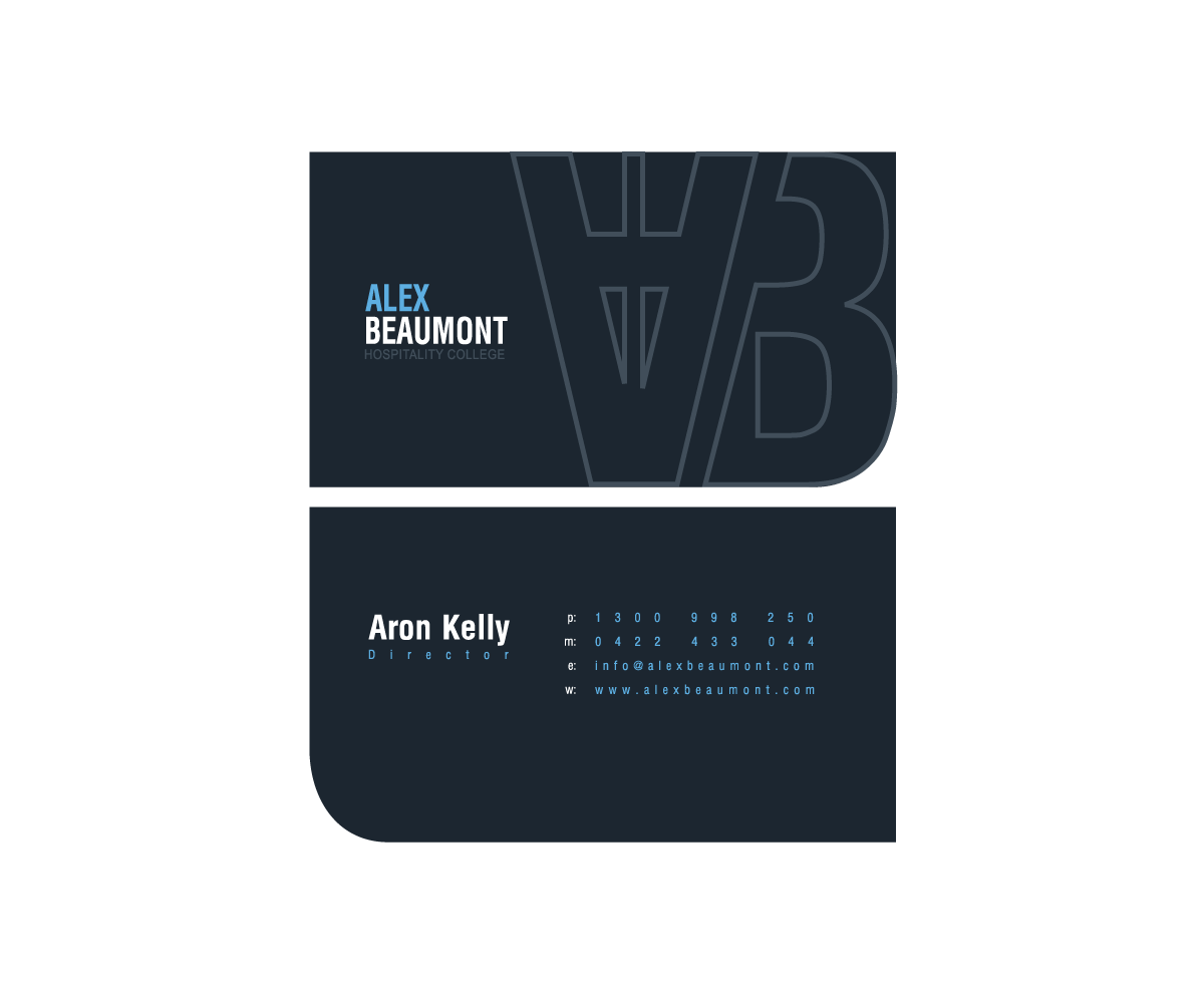 Business Card Design by GliderGraphx for Alex Beaumont Hospitality College | Design #1337531
