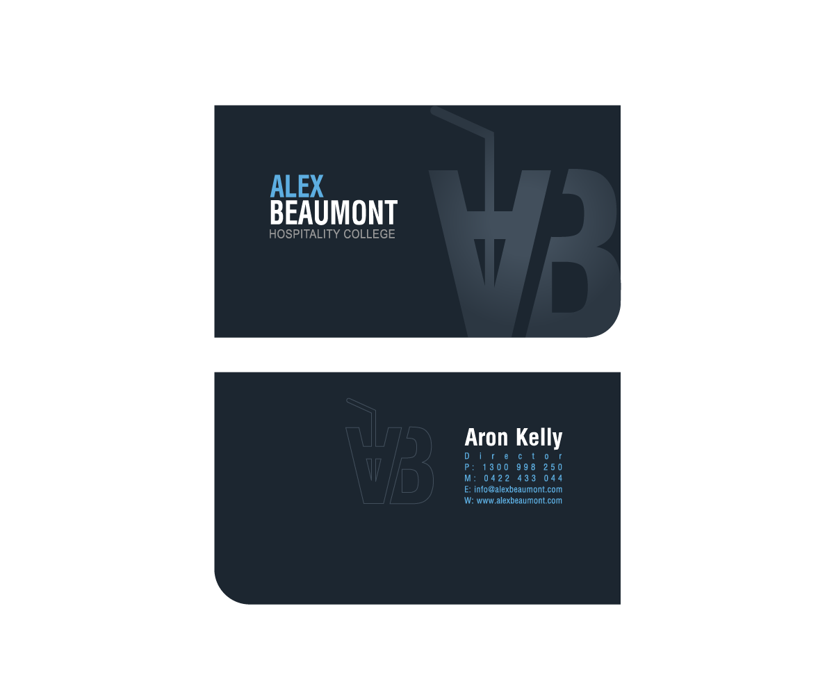 Business Card Design by GliderGraphx for Alex Beaumont Hospitality College | Design #1337533