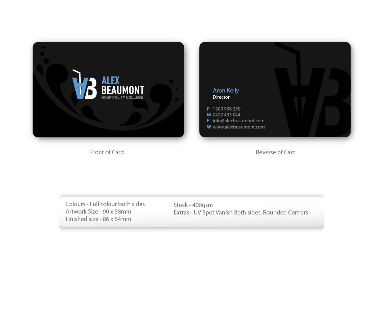Design de Carte de Visite par JMD pour Alex Beaumont Hospitality College | Design #1342432