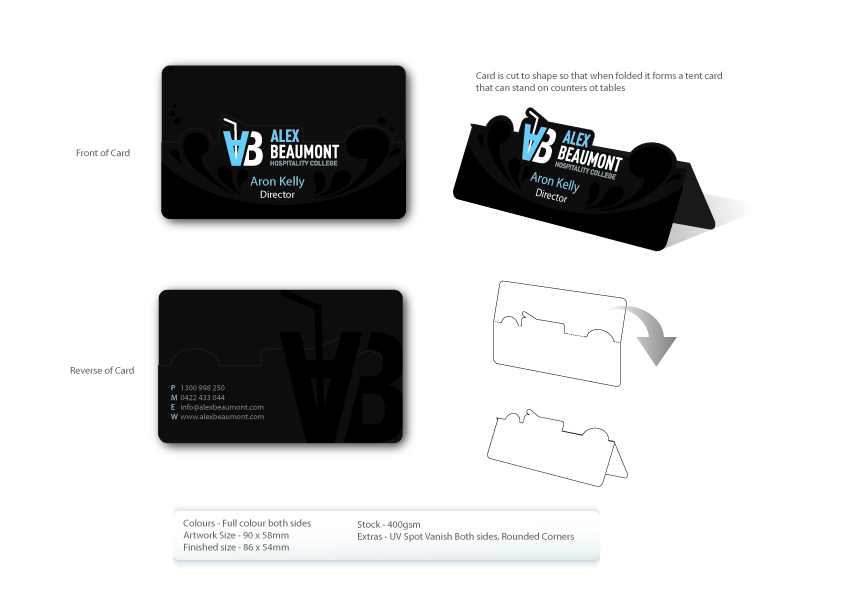Business Card Design by JMD for Alex Beaumont Hospitality College | Design #1345615