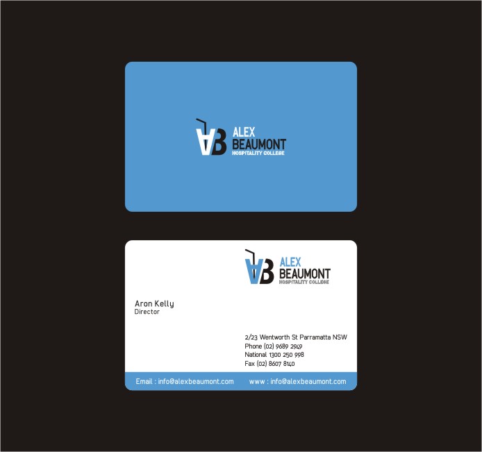 Business Card Design by lrbalaji for Alex Beaumont Hospitality College | Design #1345990