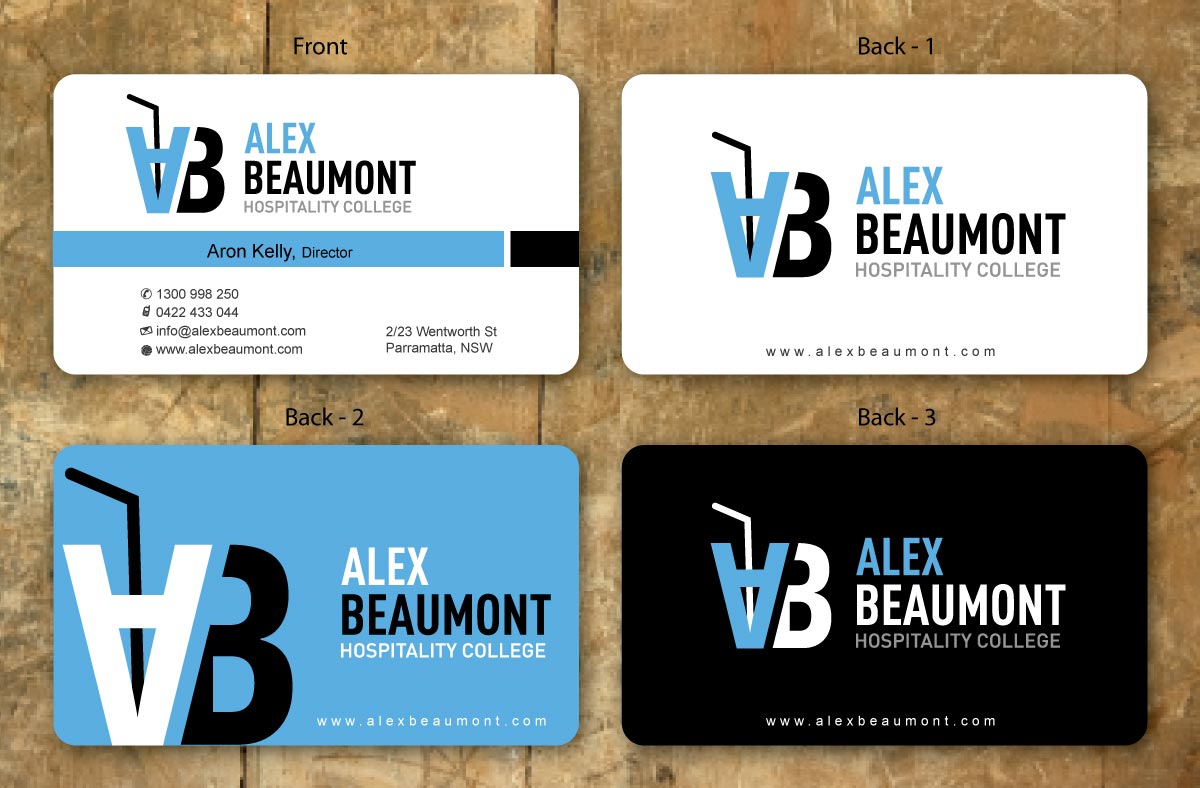 Business Card Design by Sbss for Alex Beaumont Hospitality College | Design #1338991