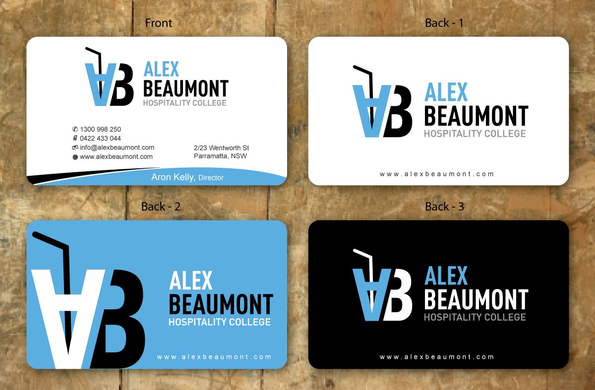 Business Card Design by Sbss for Alex Beaumont Hospitality College | Design #1338992