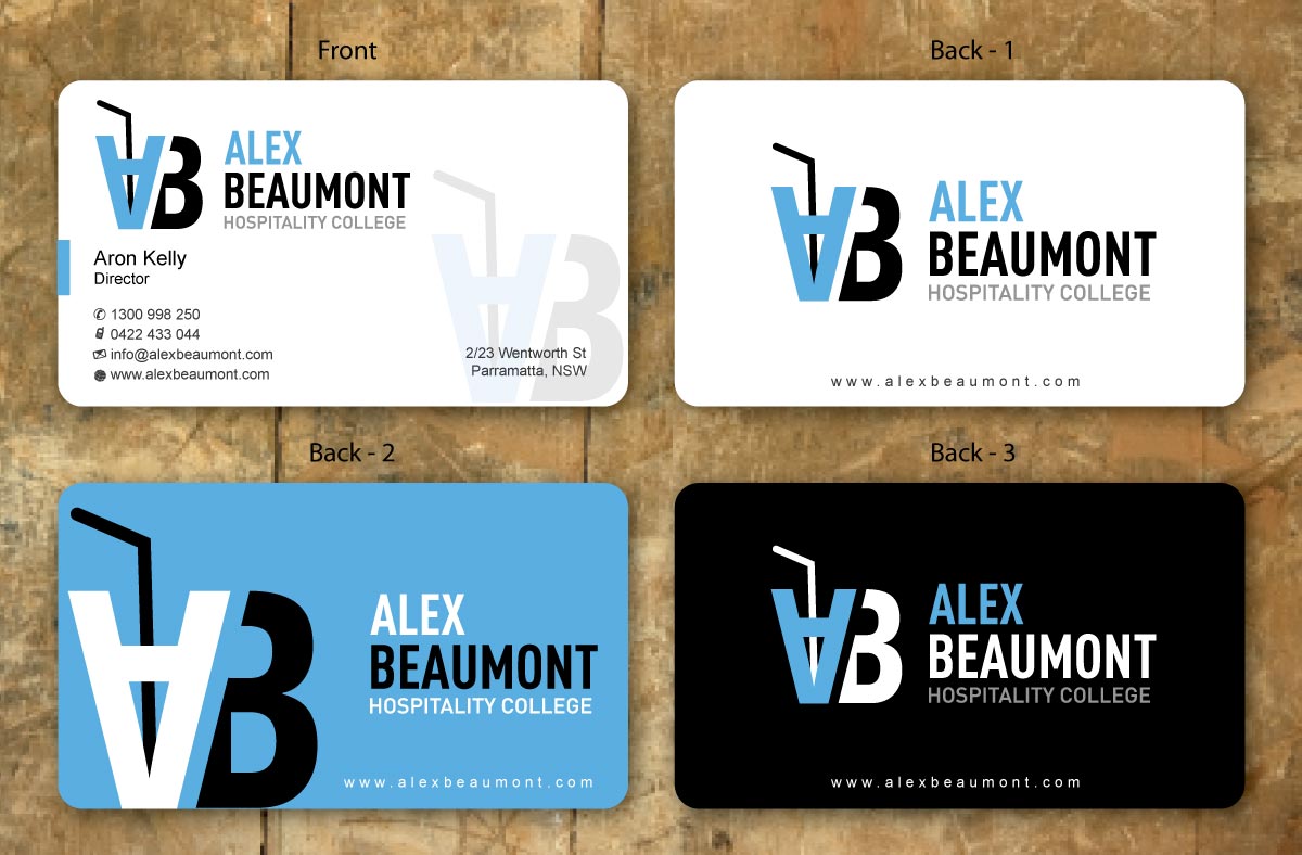 Business Card Design by Sbss for Alex Beaumont Hospitality College | Design #1338993