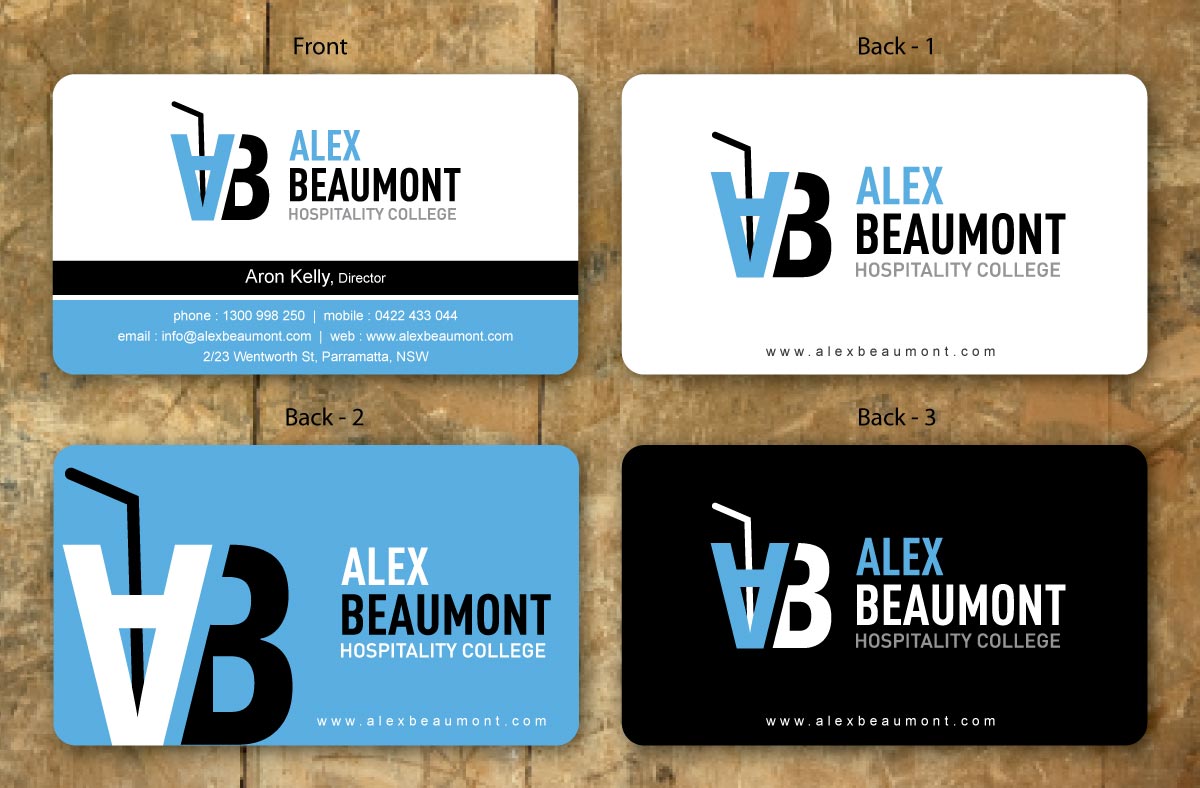 Business Card Design by Sbss for Alex Beaumont Hospitality College | Design #1338997