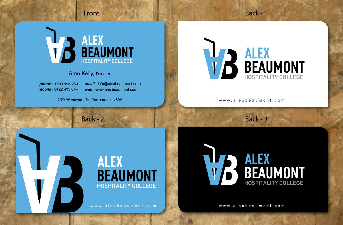 Business Card Design by Sbss for Alex Beaumont Hospitality College | Design #1339002