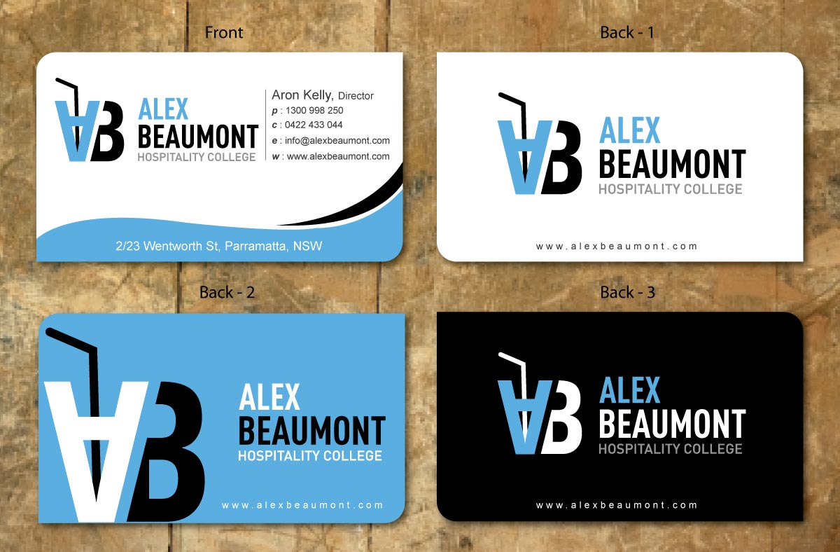 Business Card Design by Sbss for Alex Beaumont Hospitality College | Design #1339005