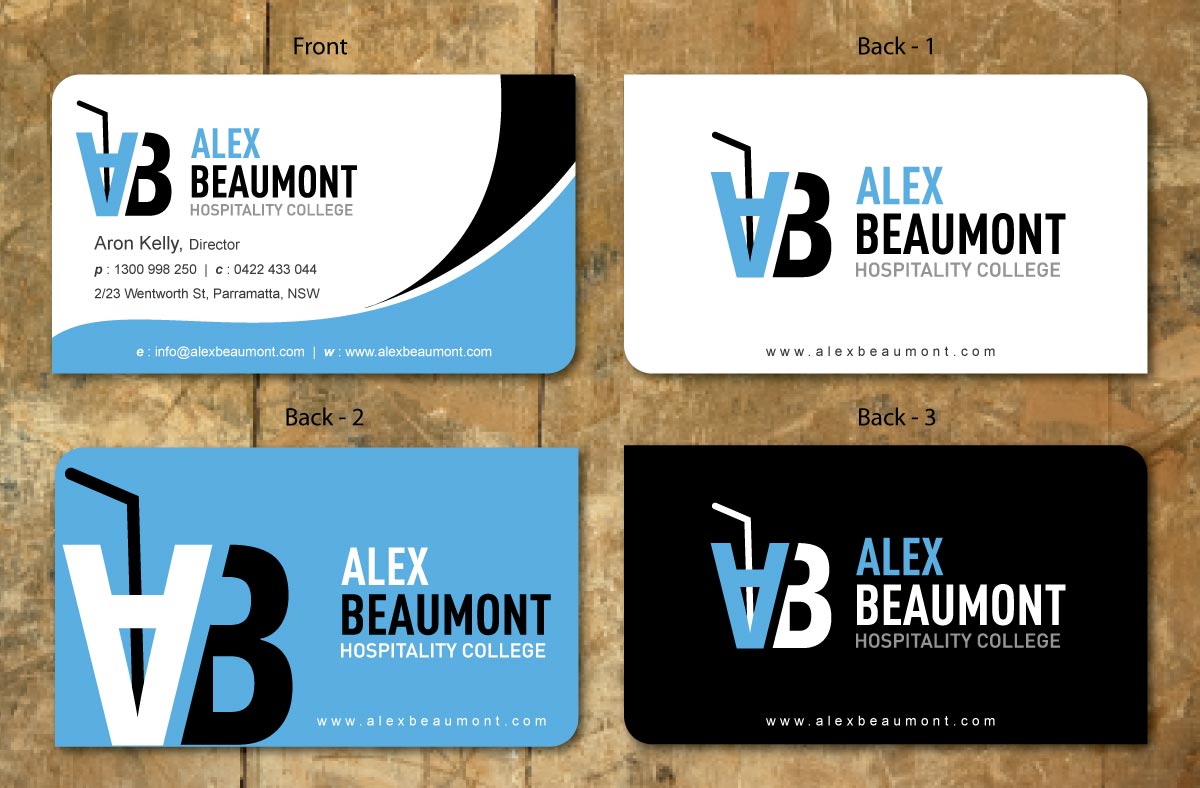 Business Card Design by Sbss for Alex Beaumont Hospitality College | Design #1339006