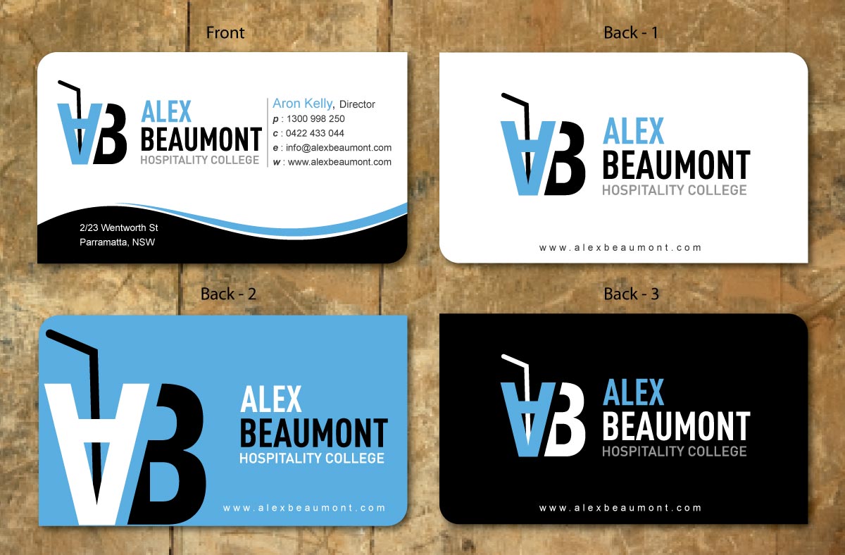 Business Card Design by Sbss for Alex Beaumont Hospitality College | Design #1339012