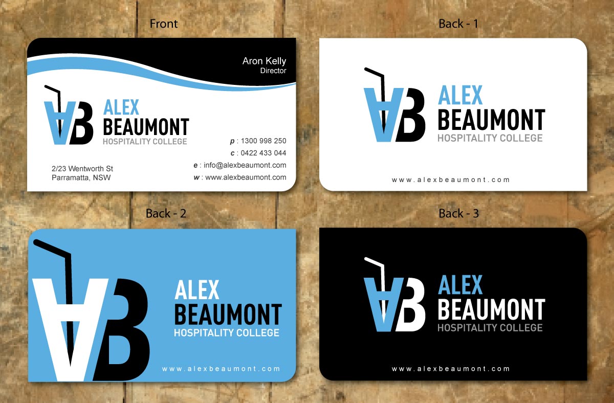 Business Card Design by Sbss for Alex Beaumont Hospitality College | Design #1339021